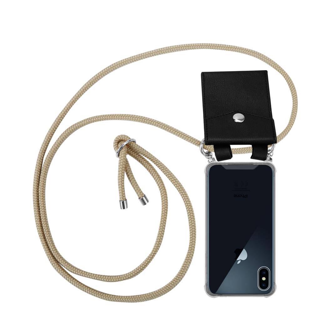 Cadorabo Schutzhülle für Apple iPhone X / XS Hülle in Braun Handy Kette Kordel abnehmbares Etui