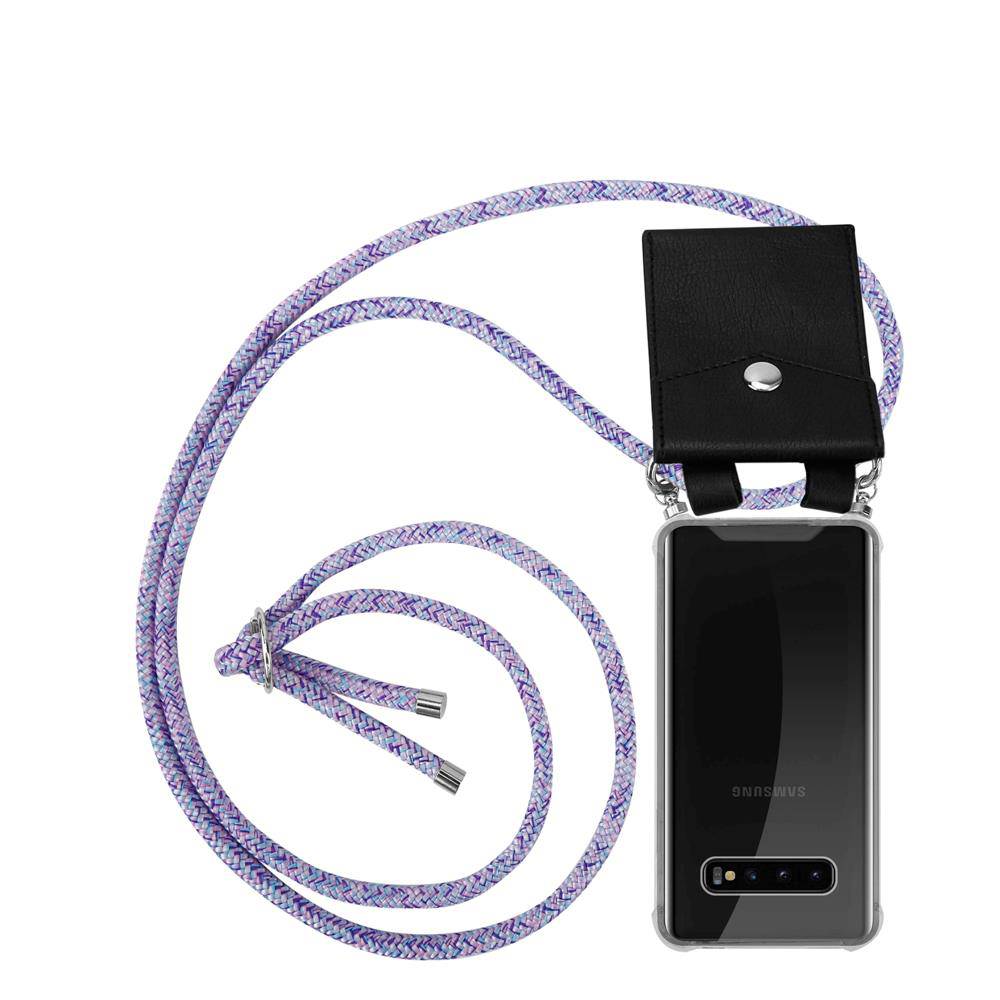 Cadorabo Schutzhülle für Samsung Galaxy S10 4G Hülle in Lila Handy Kette Kordel abnehmbares Etui