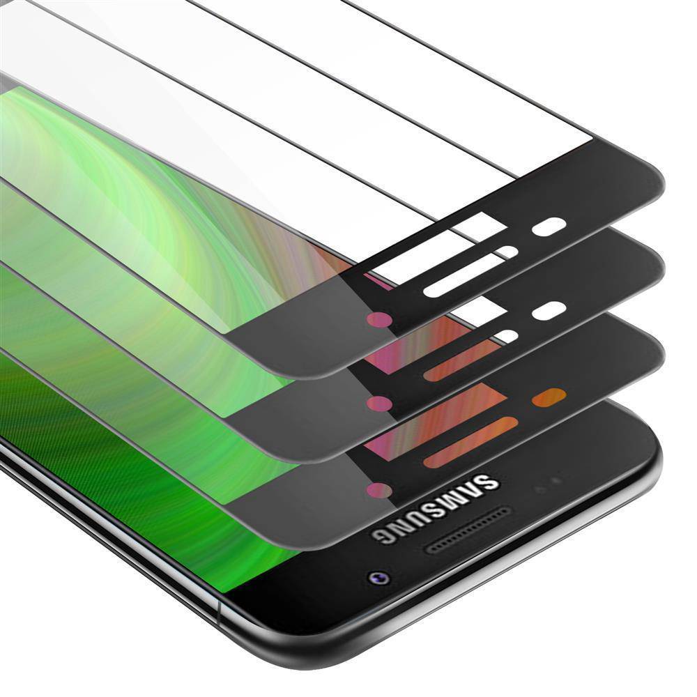 Cadorabo 3x Vollbild Panzer Folie für Samsung Galaxy A7 2016 Schutzfolie in Schwarz Tempered Display-Schutzglas
