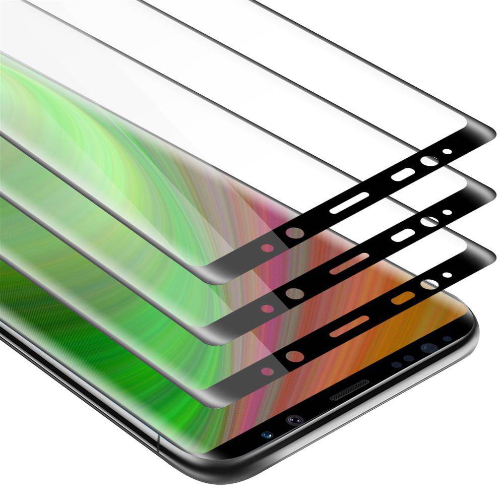 Cadorabo 3x Vollbild Panzer Folie für Samsung Galaxy NOTE 8 Schutzfolie in Schwarz Tempered Display-Schutzglas