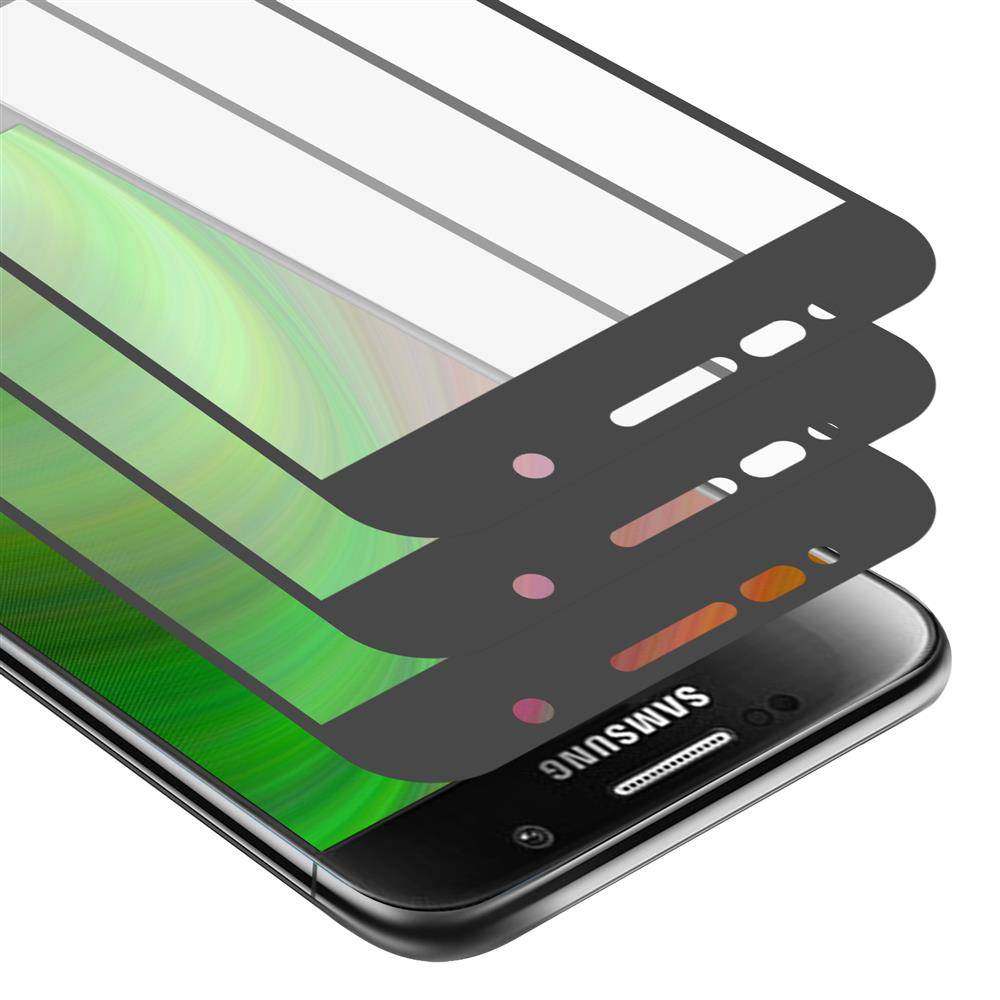 Cadorabo 3x Vollbild Panzer Folie für Samsung Galaxy S6 Schutzfolie in Schwarz Tempered Display-Schutzglas