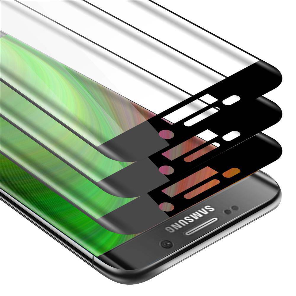 Cadorabo 3x Vollbild Panzer Folie für Samsung Galaxy S6 EDGE Schutzfolie in Schwarz Tempered Display-Schutzglas