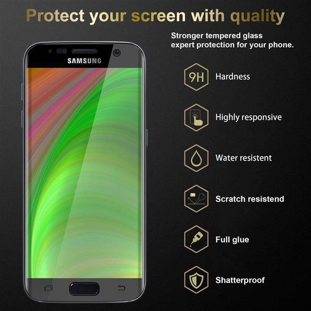 Cadorabo 3x Vollbild Panzer Folie für Samsung Galaxy S7 Schutzfolie in Schwarz Tempered Display-Schutzglas