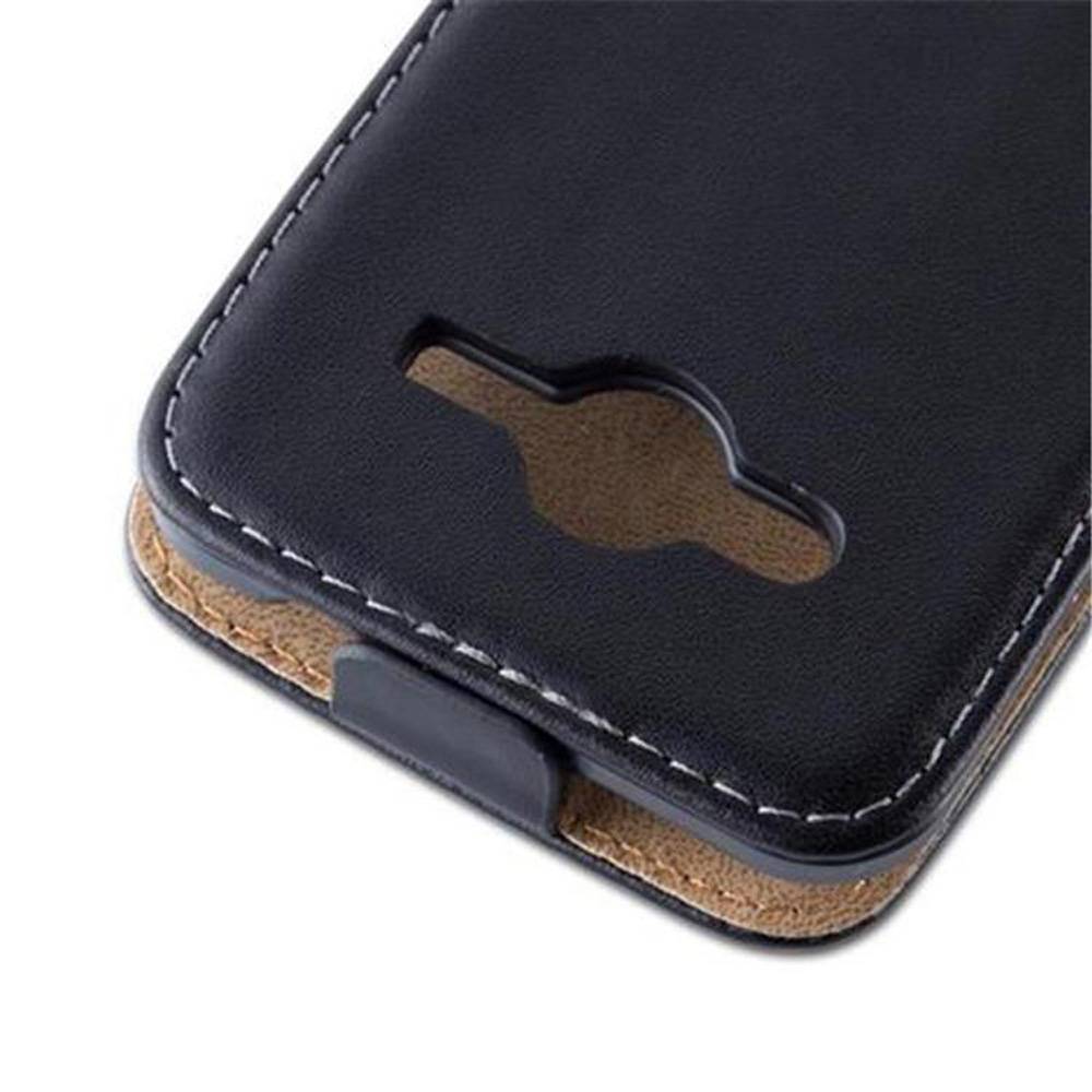 Cadorabo Hülle für Samsung Galaxy CORE 2 Schutzhülle in Schwarz Flip Handyhülle Case Cover Etui Kunstleder