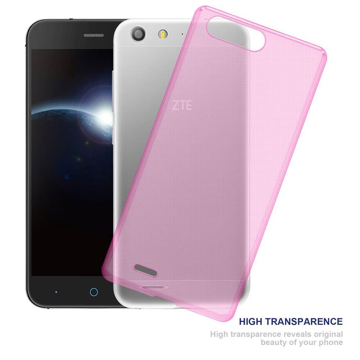 Cadorabo Hülle für ZTE Blade V6 Schutz Hülle in Pink Schutzhülle TPU Silikon Cover Etui Case