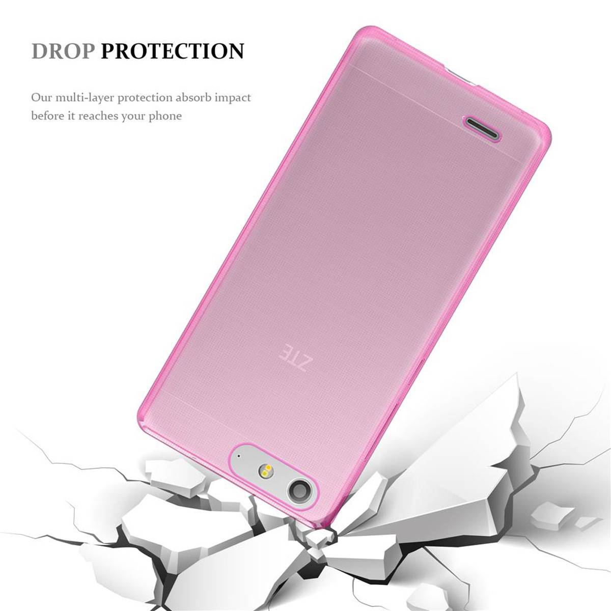 Cadorabo Hülle für ZTE Blade V6 Schutz Hülle in Pink Schutzhülle TPU Silikon Cover Etui Case
