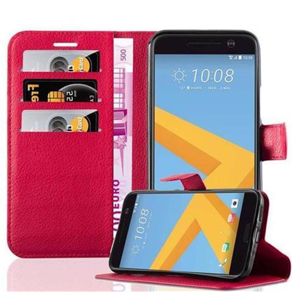 Cadorabo Hülle für HTC ONE M10 Schutz Hülle in Rot Handyhülle Etui Case Cover Magnetverschluss