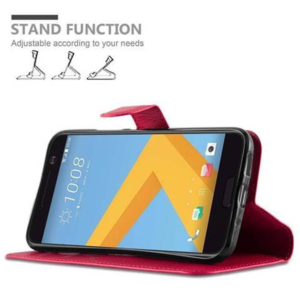 Cadorabo Hülle für HTC ONE M10 Schutz Hülle in Rot Handyhülle Etui Case Cover Magnetverschluss