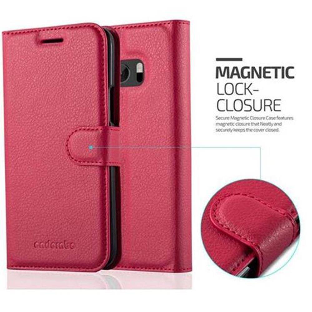 Cadorabo Hülle für HTC ONE M10 Schutz Hülle in Rot Handyhülle Etui Case Cover Magnetverschluss