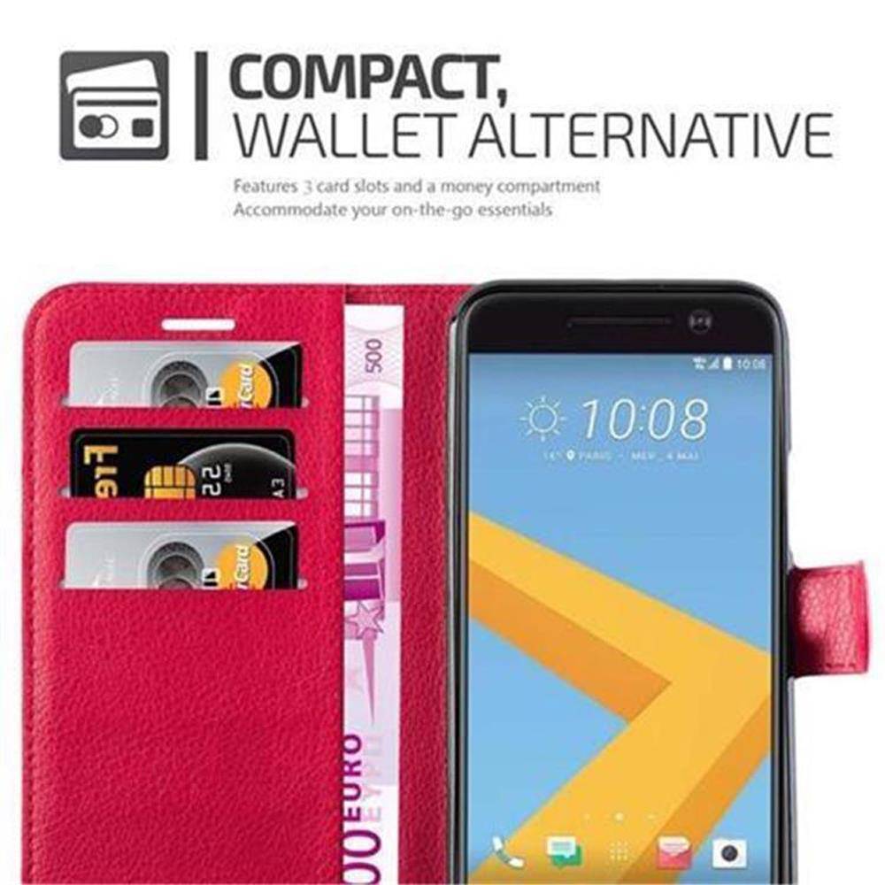 Cadorabo Hülle für HTC ONE M10 Schutz Hülle in Rot Handyhülle Etui Case Cover Magnetverschluss