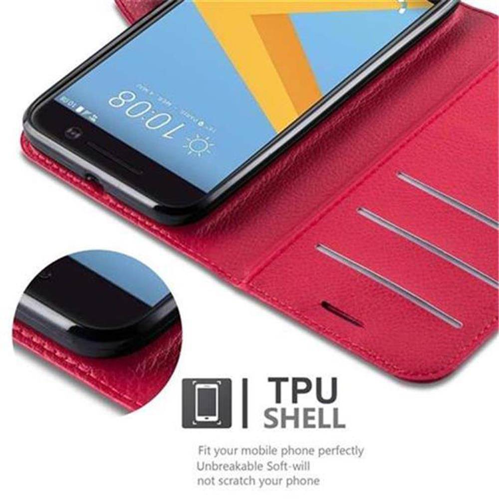 Cadorabo Hülle für HTC ONE M10 Schutz Hülle in Rot Handyhülle Etui Case Cover Magnetverschluss