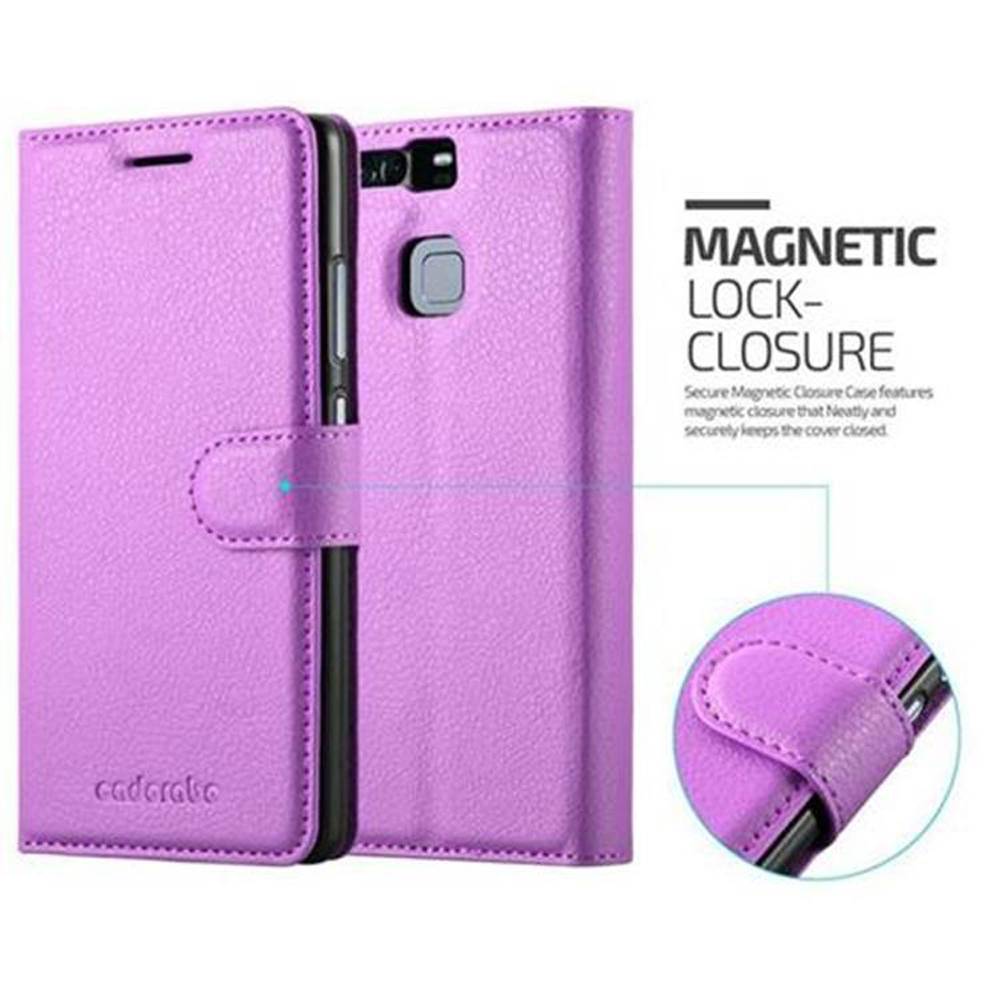 Cadorabo Hülle für Huawei P9 Schutz Hülle in Lila Handyhülle Etui Case Cover Magnetverschluss