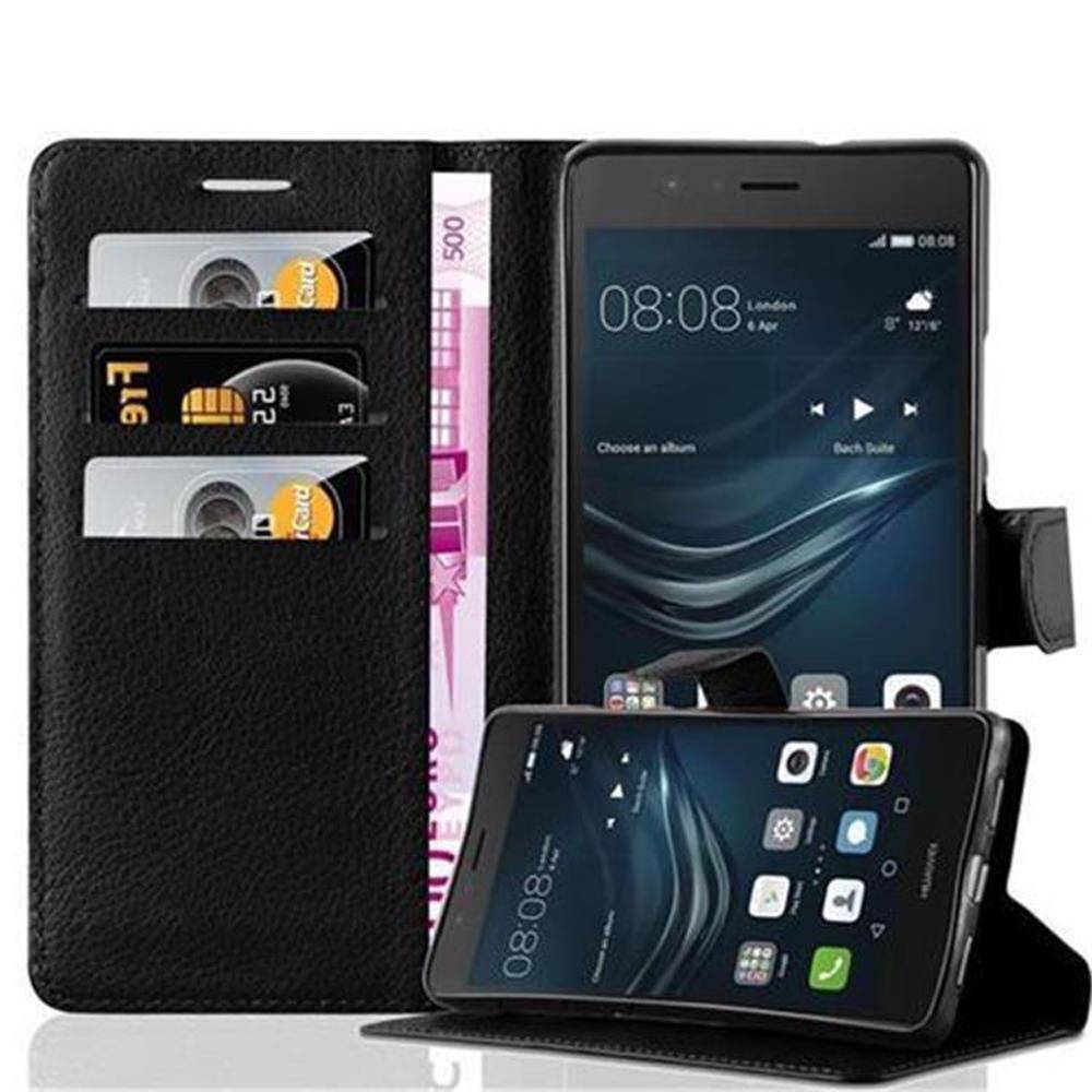 Cadorabo Hülle für Huawei P9 LITE 2016 / G9 LITE Schutz Hülle in Schwarz Handyhülle Etui Case Cover Magnetverschluss