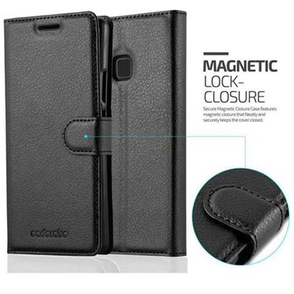 Cadorabo Hülle für Huawei P9 LITE 2016 / G9 LITE Schutz Hülle in Schwarz Handyhülle Etui Case Cover Magnetverschluss