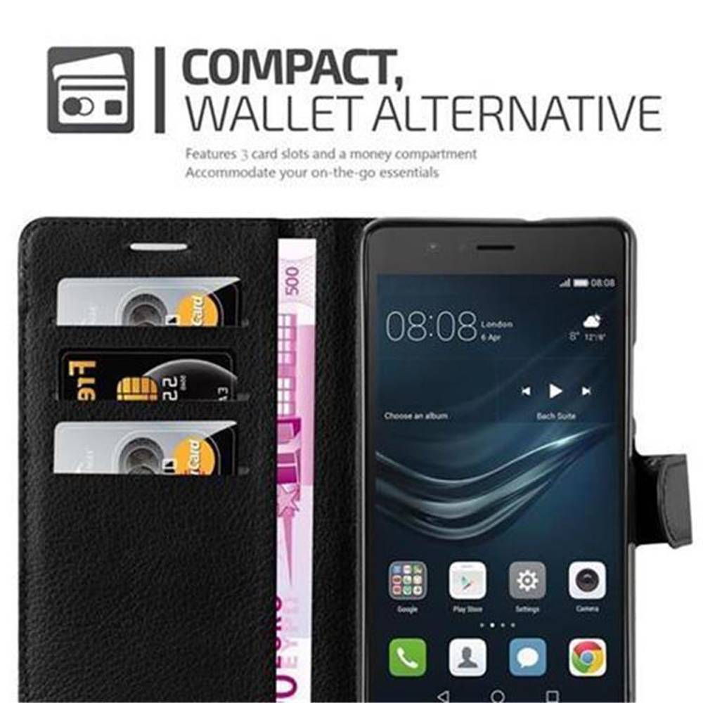 Cadorabo Hülle für Huawei P9 LITE 2016 / G9 LITE Schutz Hülle in Schwarz Handyhülle Etui Case Cover Magnetverschluss