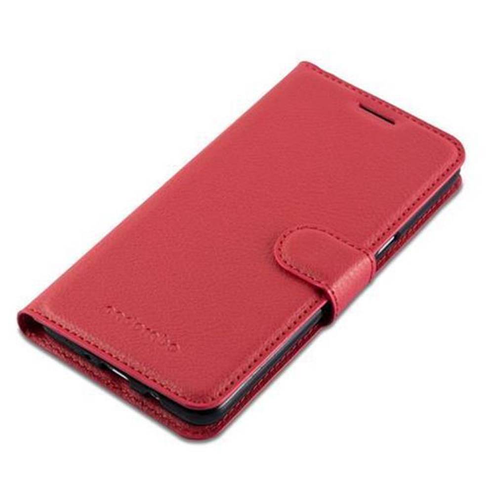 Cadorabo Hülle für Samsung Galaxy J7 2016 Schutz Hülle in Rot Handyhülle Etui Case Cover Magnetverschluss