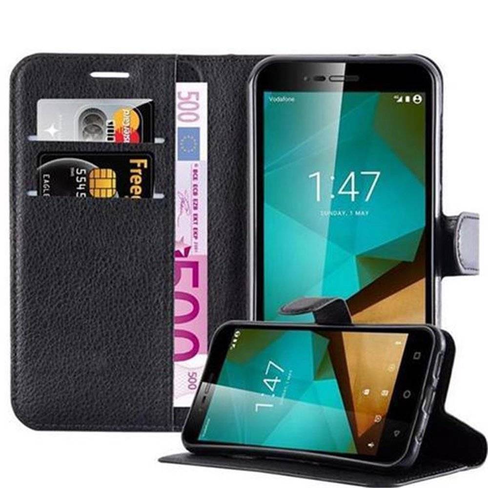 Cadorabo Handy Hülle für Vodafone Smart PRIME 7 Hülle in PHANTOM SCHWARZ , Schutzhülle Tasche Hülle case cover mit Kartenfach und Standfunktion