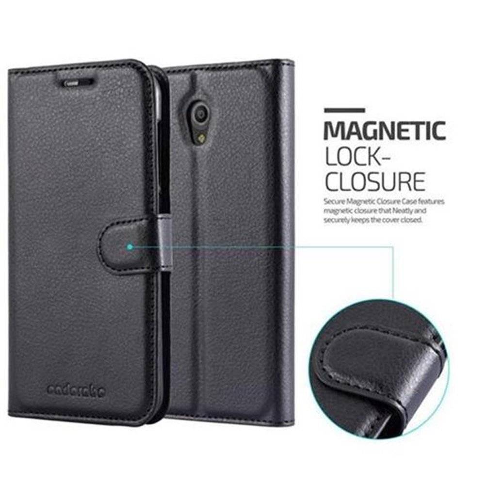 Cadorabo Handy Hülle für Vodafone Smart PRIME 7 Hülle in PHANTOM SCHWARZ , Schutzhülle Tasche Hülle case cover mit Kartenfach und Standfunktion