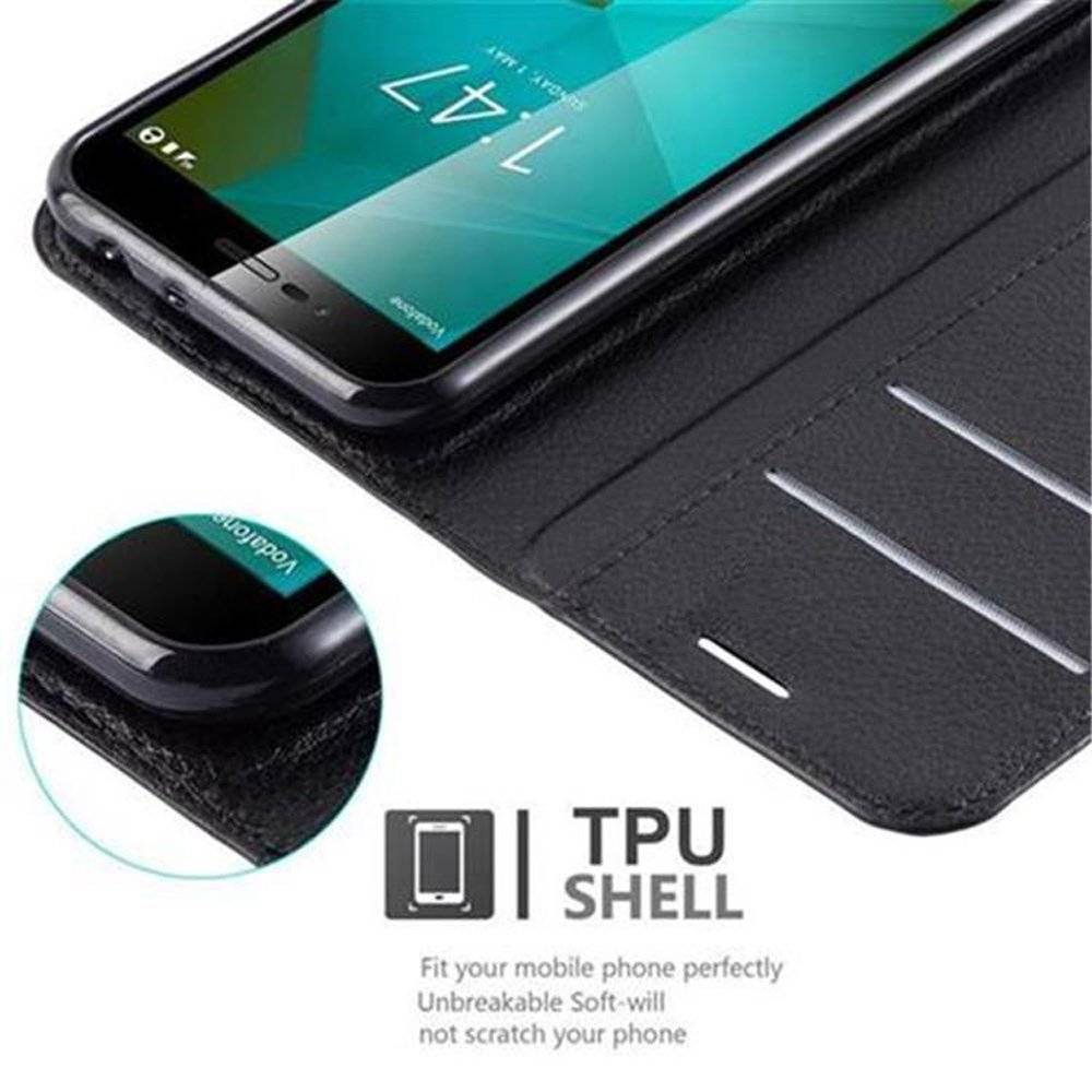 Cadorabo Handy Hülle für Vodafone Smart PRIME 7 Hülle in PHANTOM SCHWARZ , Schutzhülle Tasche Hülle case cover mit Kartenfach und Standfunktion