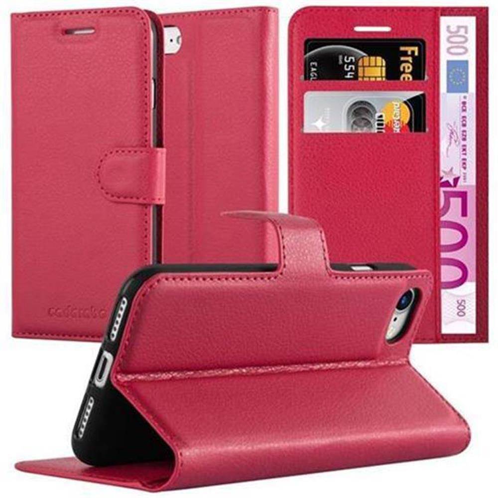 Cadorabo Hülle für Apple iPhone 7 / 7S / 8 / SE 2020 Schutz Hülle in Rot Handyhülle Etui Case Cover Magnetverschluss