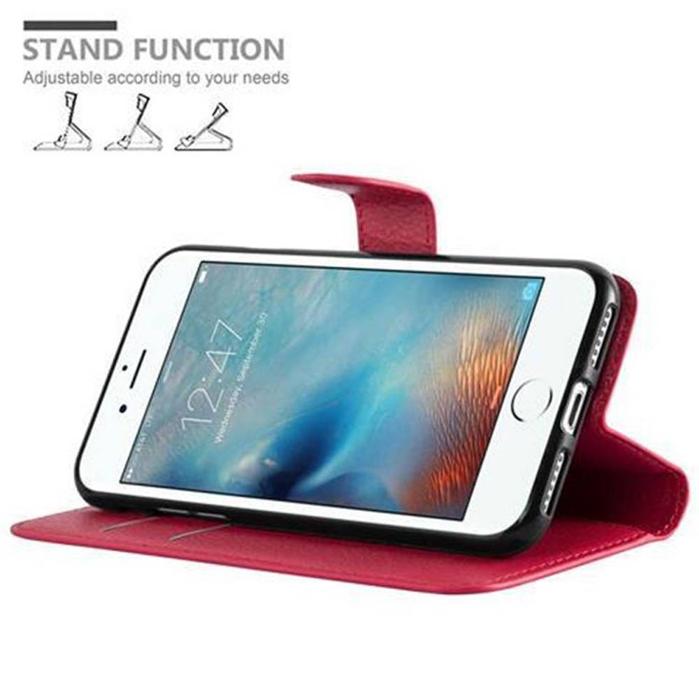 Cadorabo Hülle für Apple iPhone 7 / 7S / 8 / SE 2020 Schutz Hülle in Rot Handyhülle Etui Case Cover Magnetverschluss