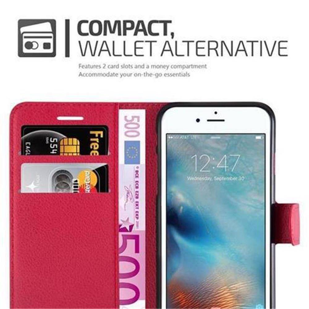 Cadorabo Hülle für Apple iPhone 7 / 7S / 8 / SE 2020 Schutz Hülle in Rot Handyhülle Etui Case Cover Magnetverschluss