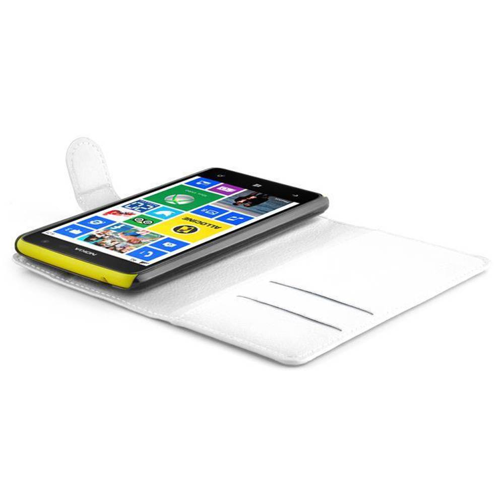 Cadorabo Hülle für Nokia Lumia 625 Schutz Hülle in Weiß Handyhülle Etui Case Cover Magnetverschluss