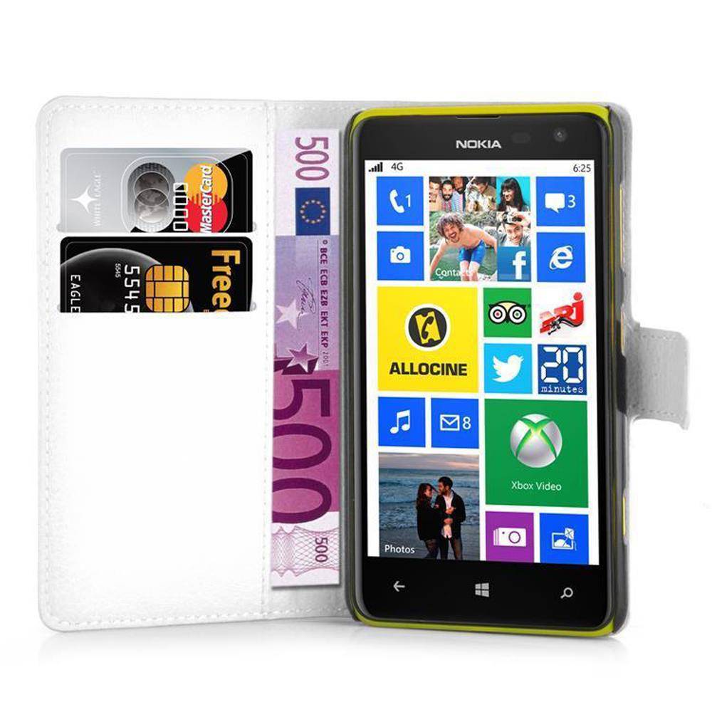 Cadorabo Hülle für Nokia Lumia 625 Schutz Hülle in Weiß Handyhülle Etui Case Cover Magnetverschluss