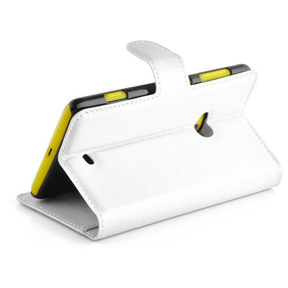 Cadorabo Hülle für Nokia Lumia 625 Schutz Hülle in Weiß Handyhülle Etui Case Cover Magnetverschluss