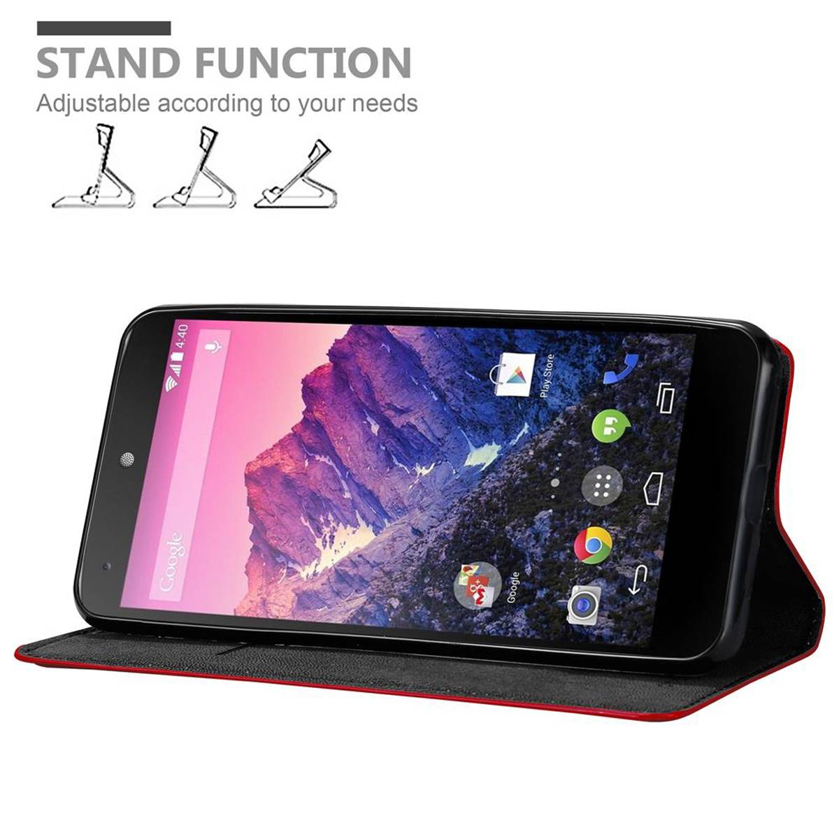 Cadorabo Hülle für LG Google NEXUS 5 Schutz Hülle in Rot Handyhülle Etui Case Cover Magnetverschluss