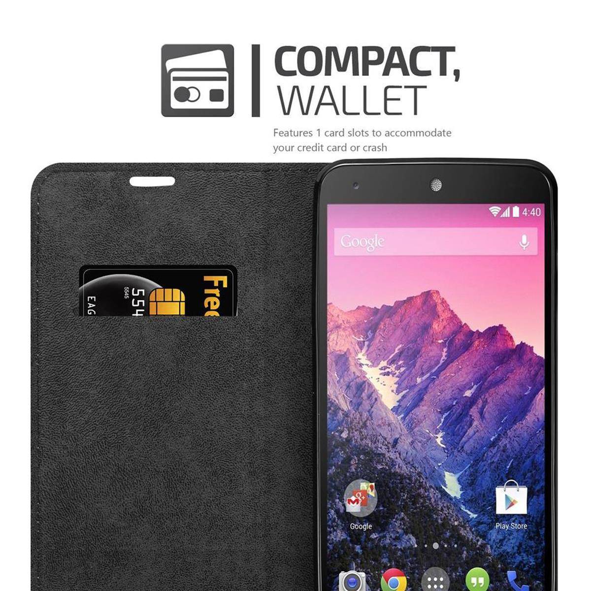 Cadorabo Hülle für LG Google NEXUS 5 Schutz Hülle in Rot Handyhülle Etui Case Cover Magnetverschluss