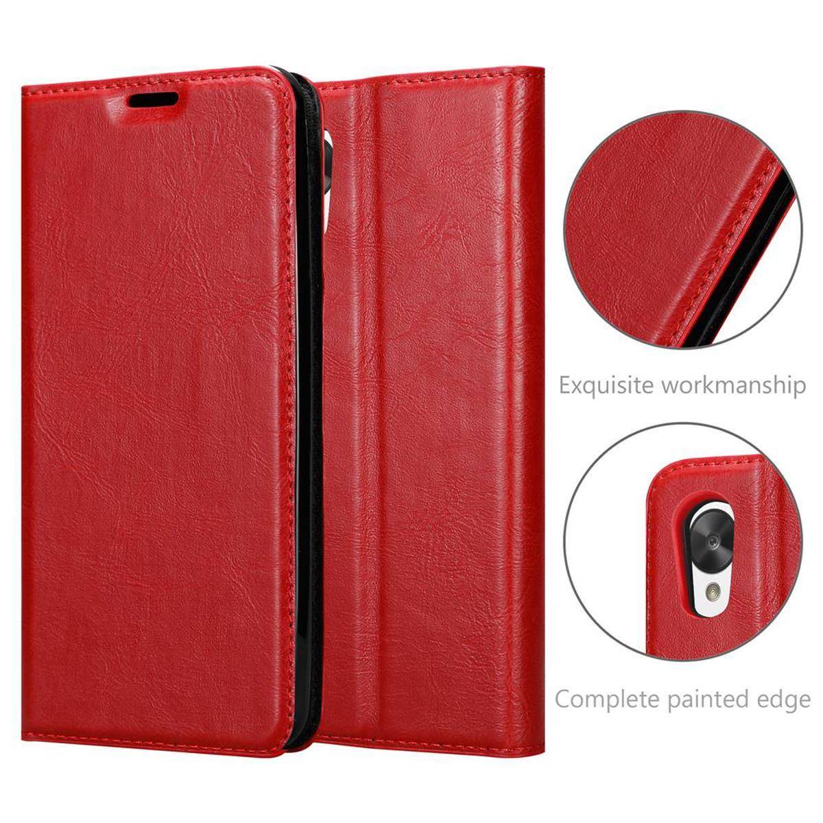 Cadorabo Hülle für LG Google NEXUS 5 Schutz Hülle in Rot Handyhülle Etui Case Cover Magnetverschluss