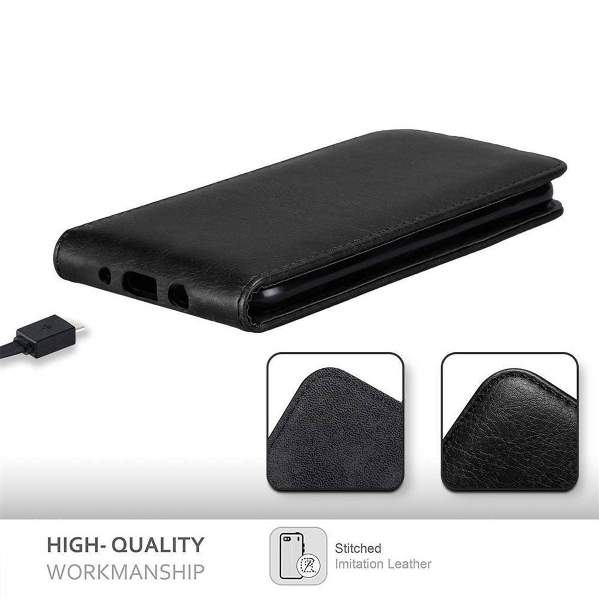 Cadorabo Hülle für Wiko HIGHWAY Schutzhülle in Schwarz Flip Handyhülle Case Cover Etui Kunstleder