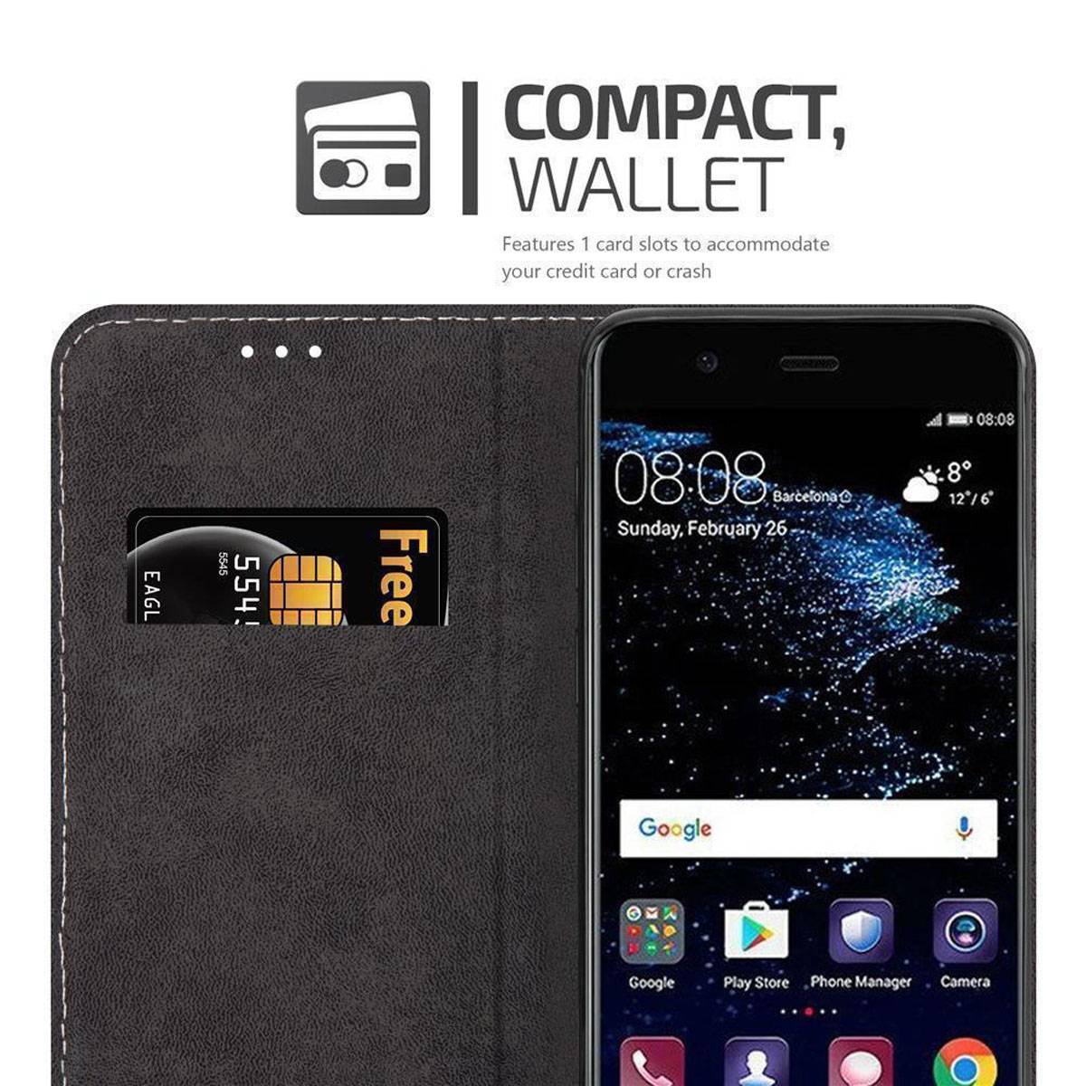 Cadorabo Hülle für Huawei P10 Schutzhülle in Blau SHandyhülle Book Case Etui Kunstleder