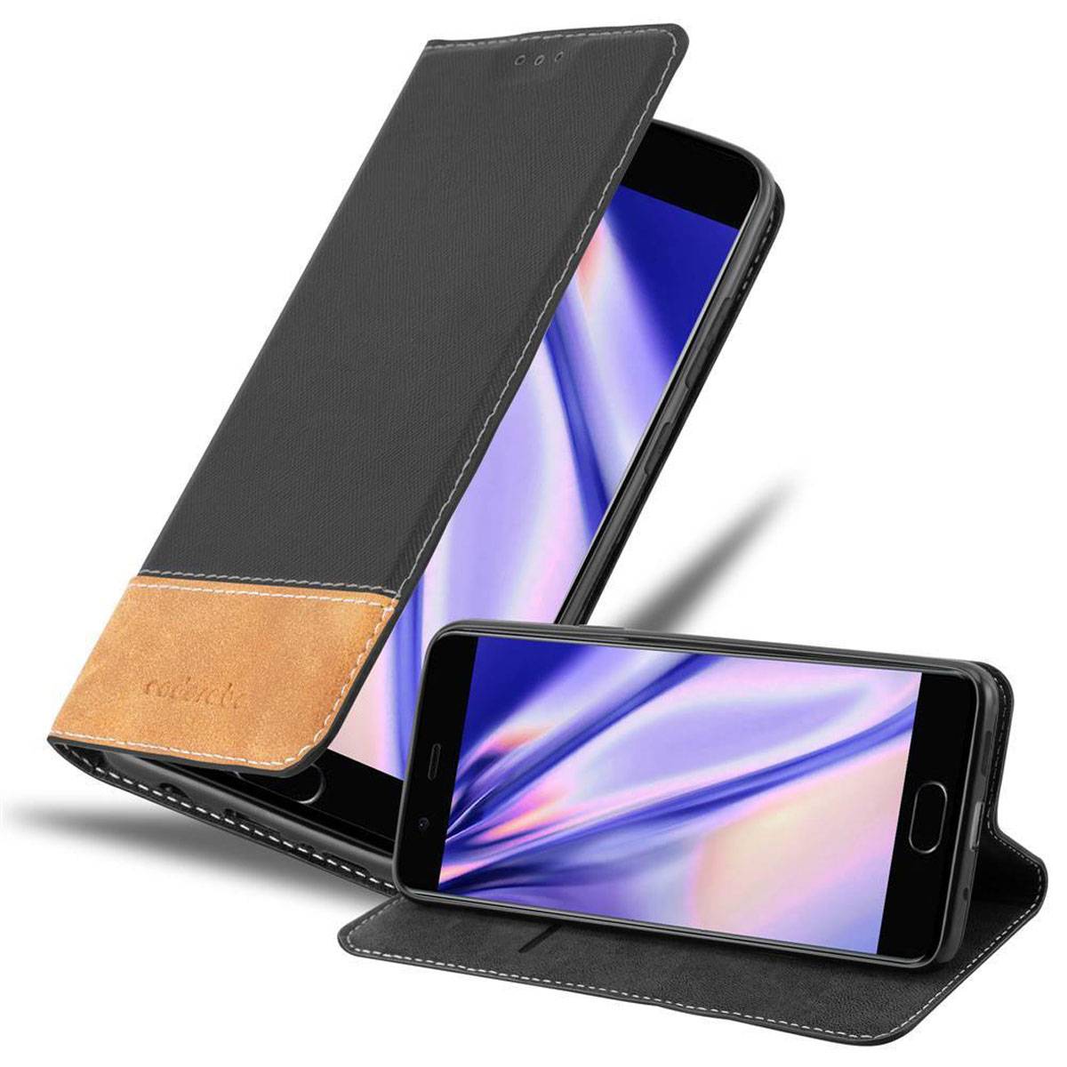 Cadorabo Hülle für Huawei P10 Schutzhülle in Schwarz SHandyhülle Book Case Etui Kunstleder