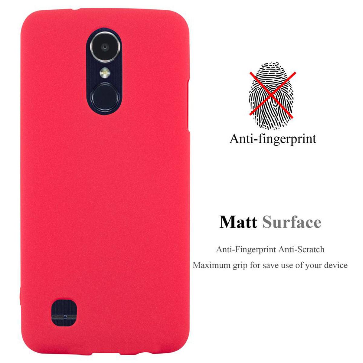Cadorabo Schutzhülle für LG K8 2017 US Version Hülle in Rot Handyhülle TPU Etui Cover Case