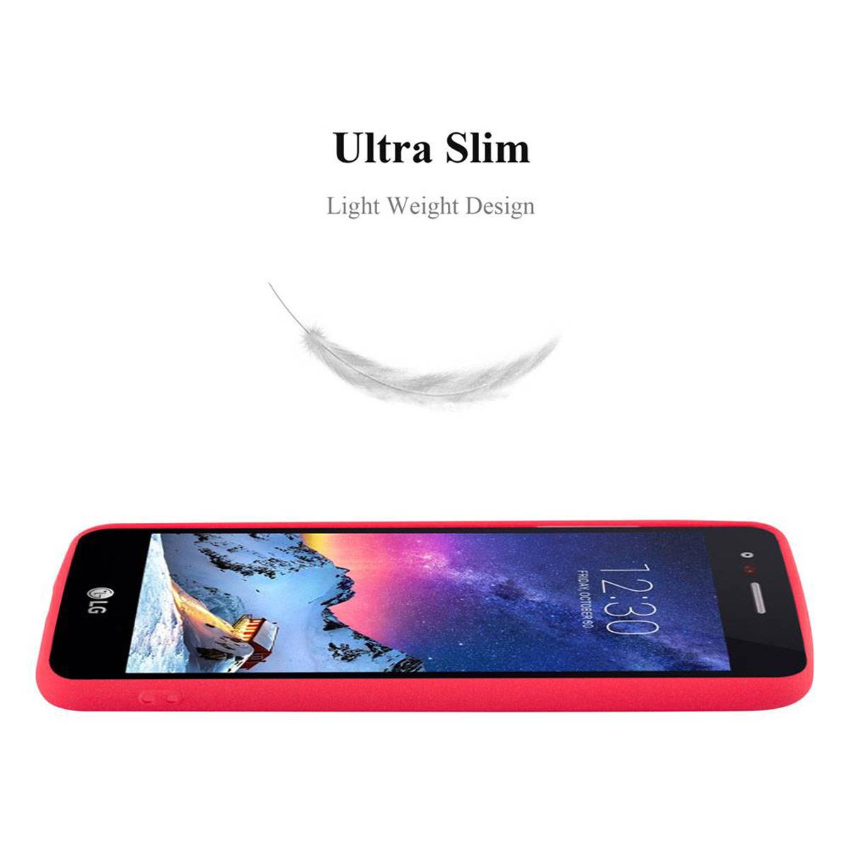 Cadorabo Schutzhülle für LG K8 2017 US Version Hülle in Rot Handyhülle TPU Etui Cover Case