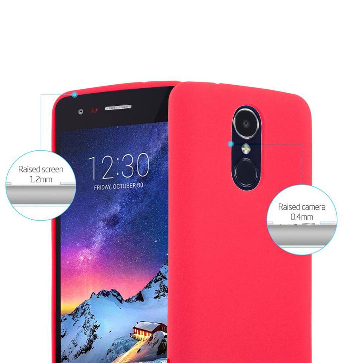 Cadorabo Schutzhülle für LG K8 2017 US Version Hülle in Rot Handyhülle TPU Etui Cover Case