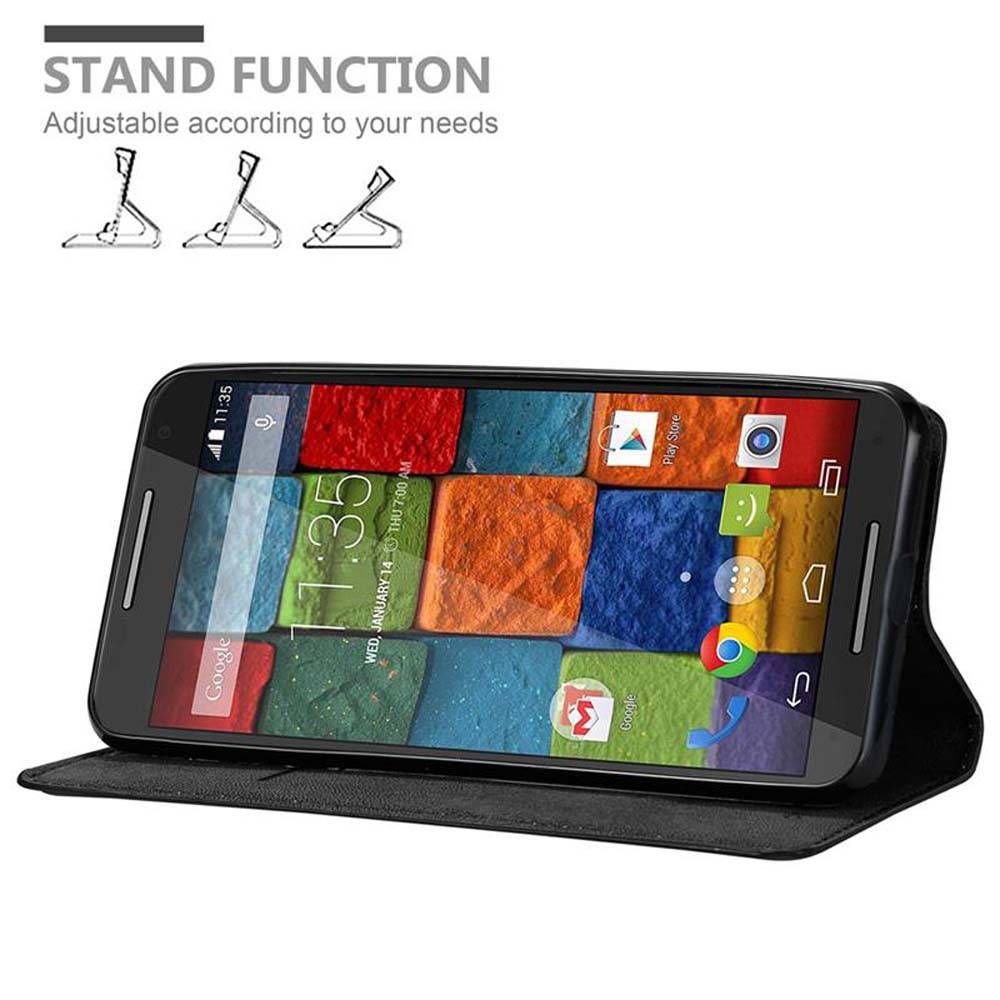 Cadorabo Hülle für Motorola MOTO X2 Schutz Hülle in Schwarz Handyhülle Etui Case Cover Magnetverschluss