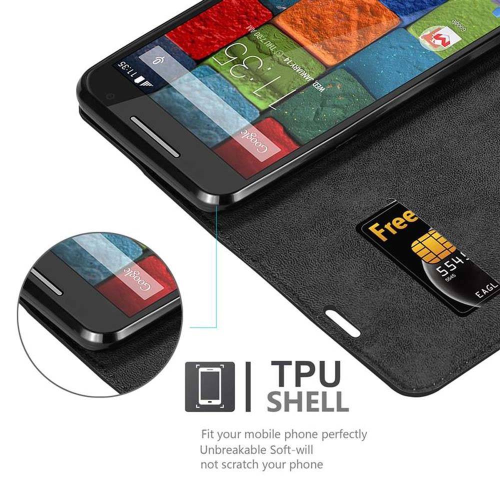 Cadorabo Hülle für Motorola MOTO X2 Schutz Hülle in Schwarz Handyhülle Etui Case Cover Magnetverschluss