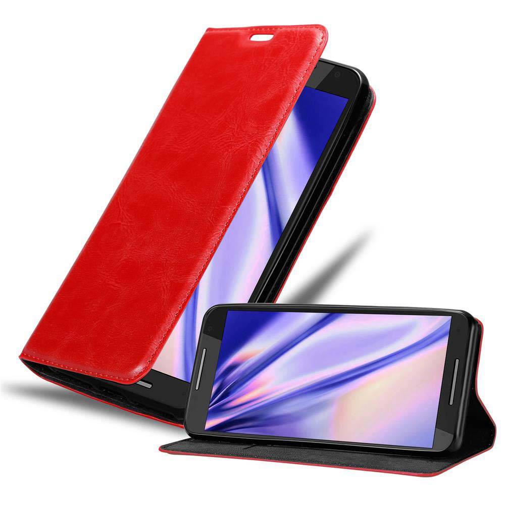 Cadorabo Hülle für Motorola MOTO X2 Schutz Hülle in Rot Handyhülle Etui Case Cover Magnetverschluss