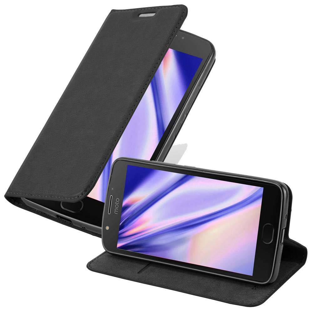 Cadorabo Hülle für Motorola MOTO E4 PLUS Schutz Hülle in Schwarz Handyhülle Etui Case Cover Magnetverschluss