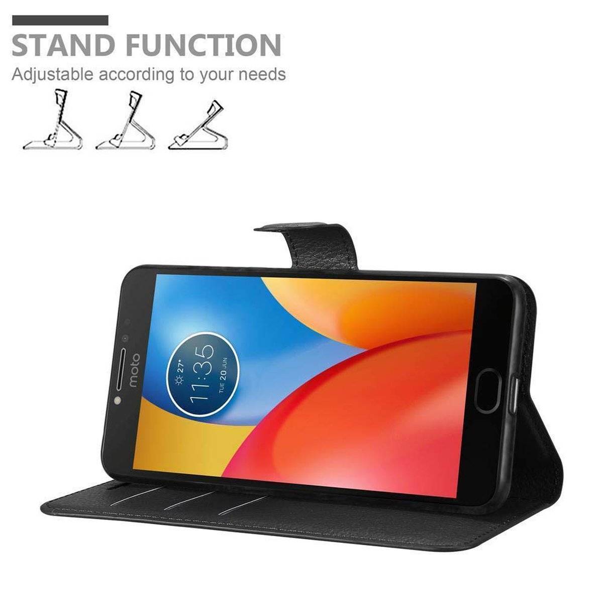 Klappbare Handy Schutzhülle - Hülle - mit Standfunktion und Kartenfach, phantom schwarz, für Motorola MOTO E4 PLUS