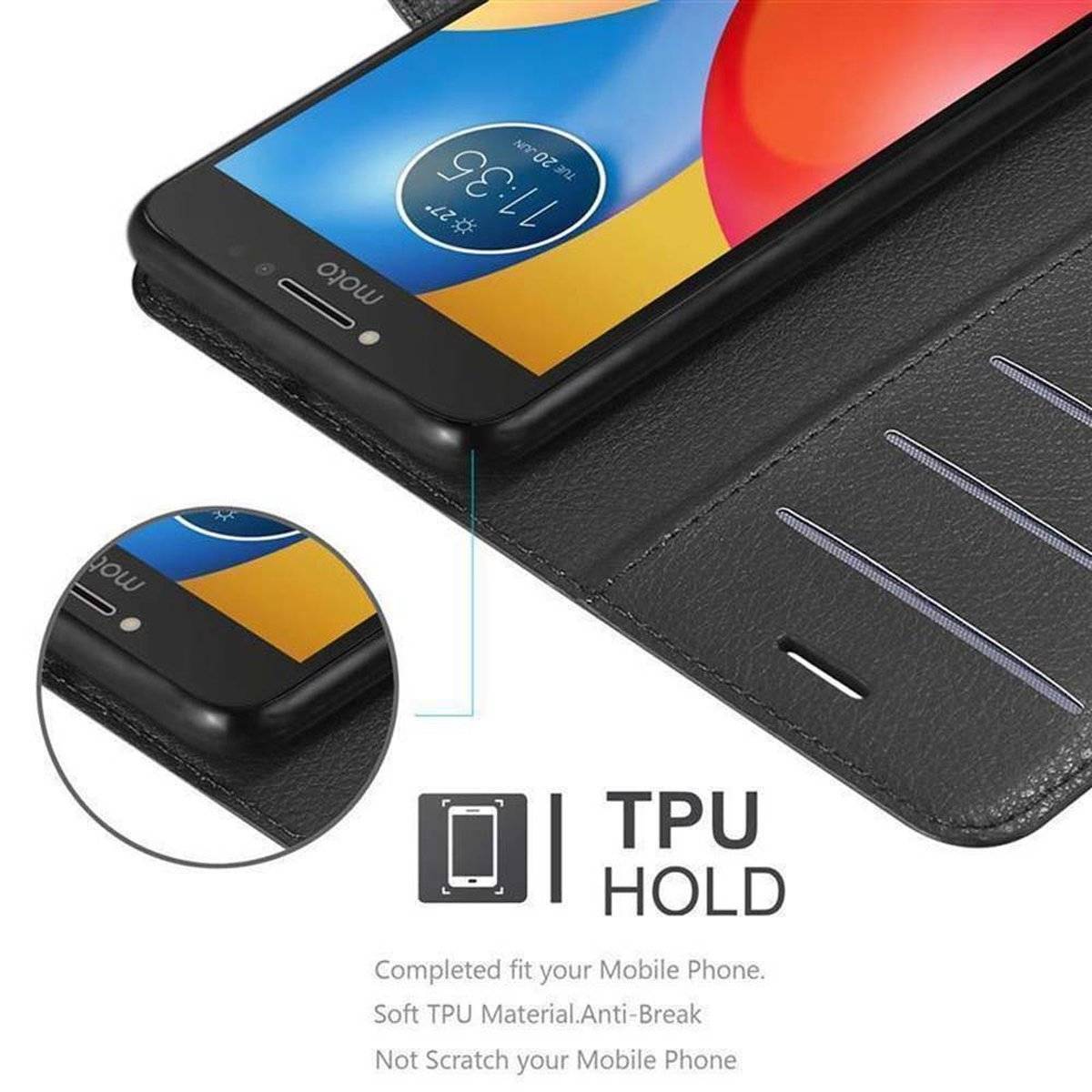 Klappbare Handy Schutzhülle - Hülle - mit Standfunktion und Kartenfach, phantom schwarz, für Motorola MOTO E4 PLUS
