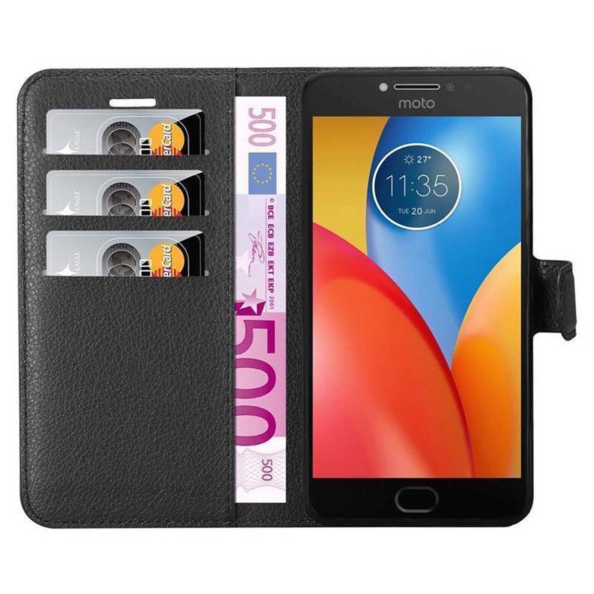 Klappbare Handy Schutzhülle - Hülle - mit Standfunktion und Kartenfach, phantom schwarz, für Motorola MOTO E4 PLUS