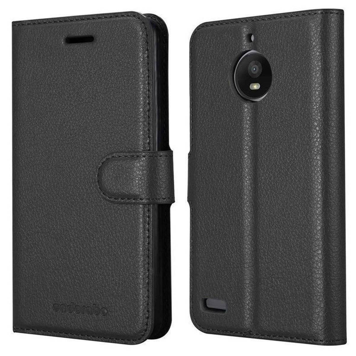 Klappbare Handy Schutzhülle - Hülle - mit Standfunktion und Kartenfach, phantom schwarz, für Motorola MOTO E4 PLUS