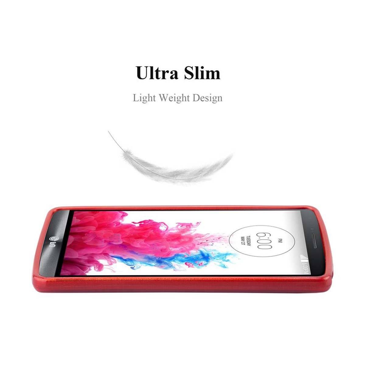 Cadorabo Hülle für LG G3 STYLUS Schutz Hülle in Rot Schutzhülle TPU Silikon Etui Case Cover