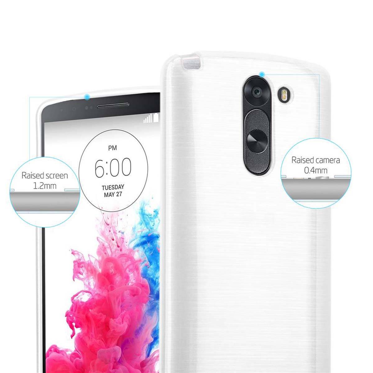 Cadorabo Hülle für LG G3 STYLUS Schutz Hülle in Silber Schutzhülle TPU Silikon Etui Case Cover