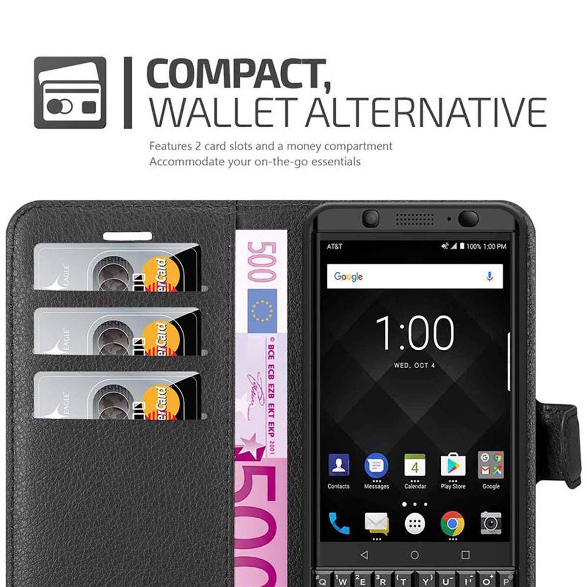 Cadorabo Hülle für Blackberry KEYONE Schutz Hülle in Schwarz Handyhülle Etui Case Cover Magnetverschluss