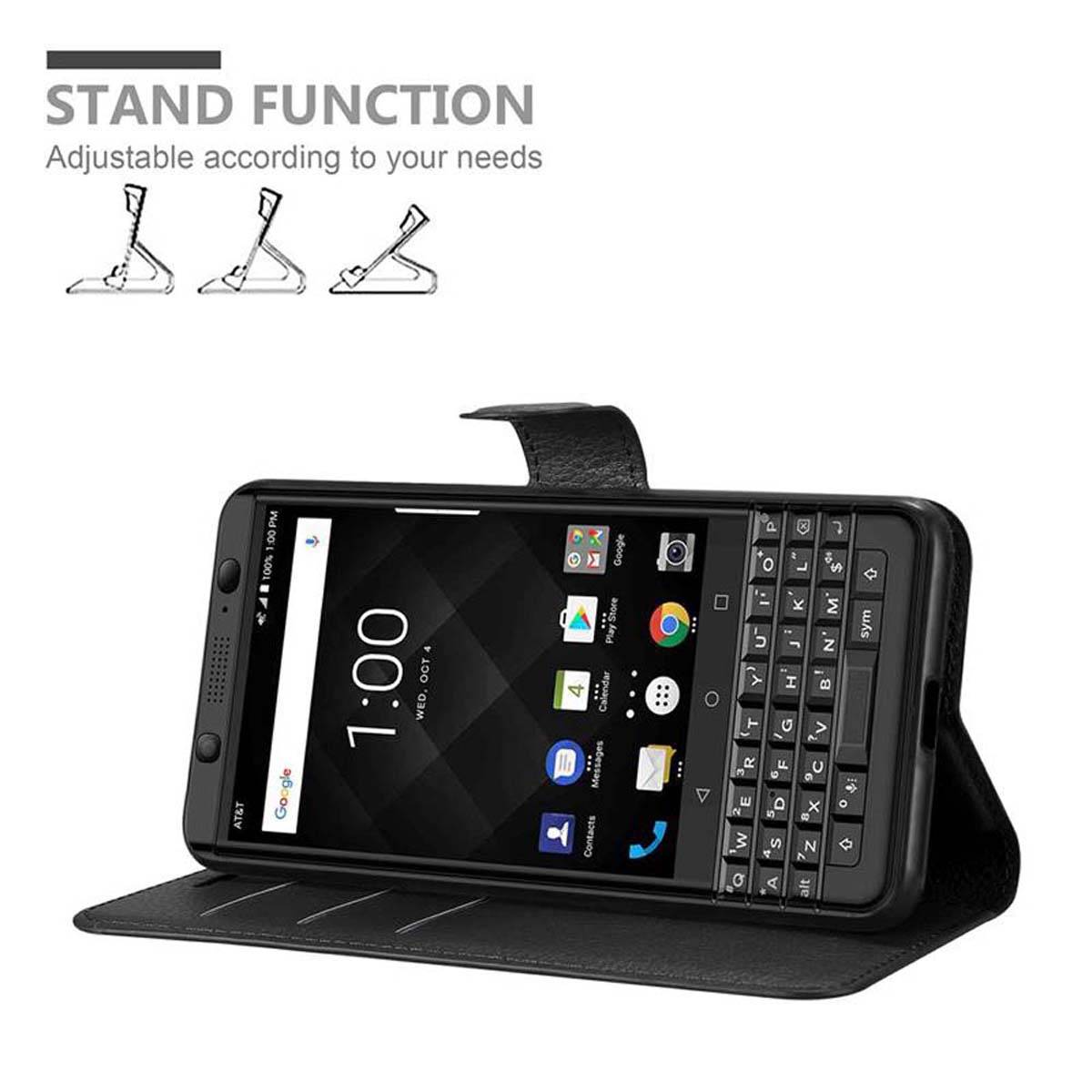 Cadorabo Hülle für Blackberry KEYONE Schutz Hülle in Schwarz Handyhülle Etui Case Cover Magnetverschluss